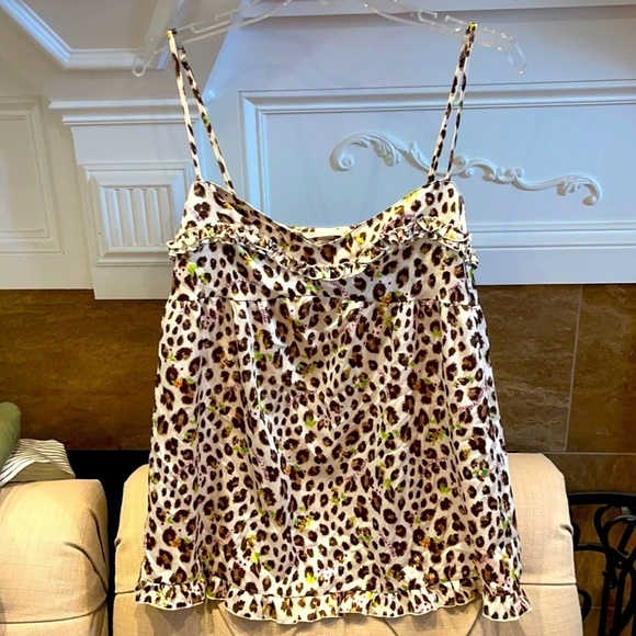 𝅺VICTORIAS SECRET SATIN CAMI LEOPARD SLEEP TANK TOP - Picture 1 of 6